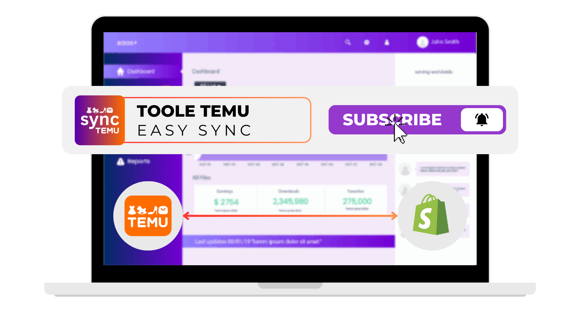 Temu easy sync app on laptop